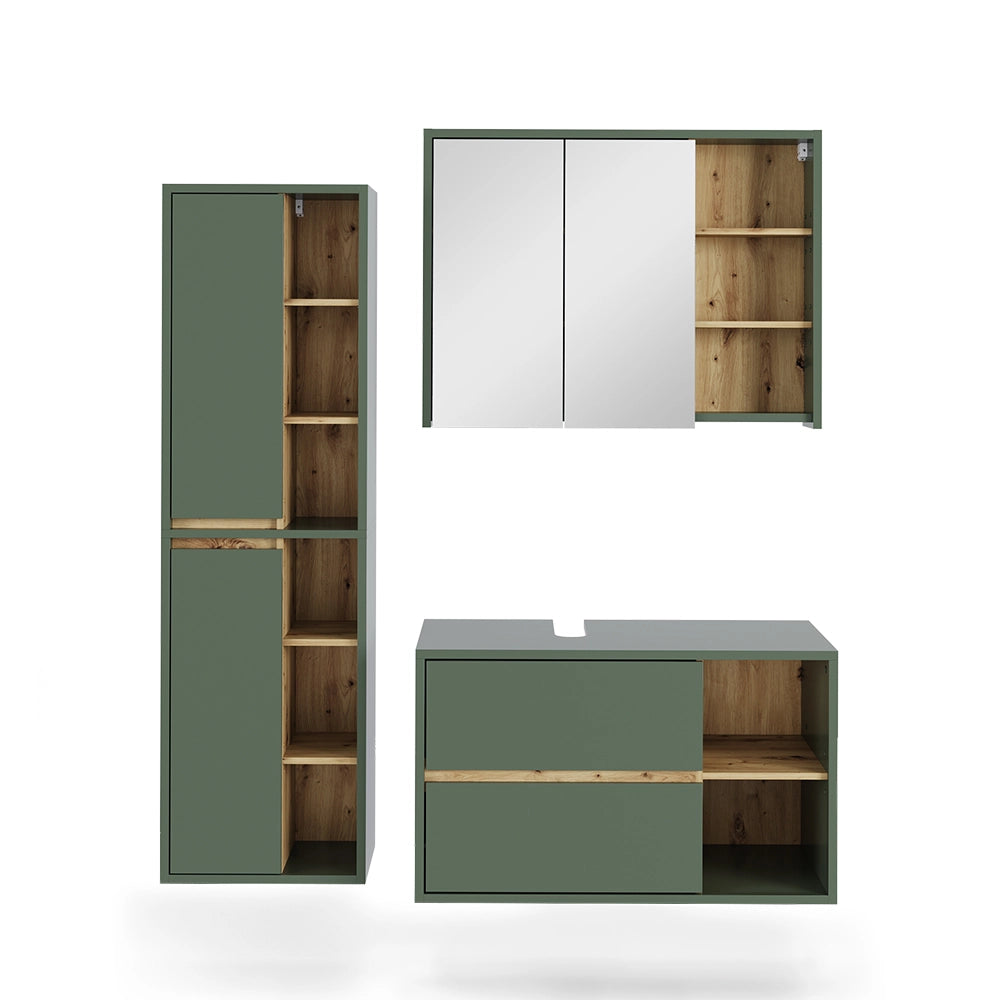 Vicco Set di mobili da bagno Verde/Artigianale 3 parti