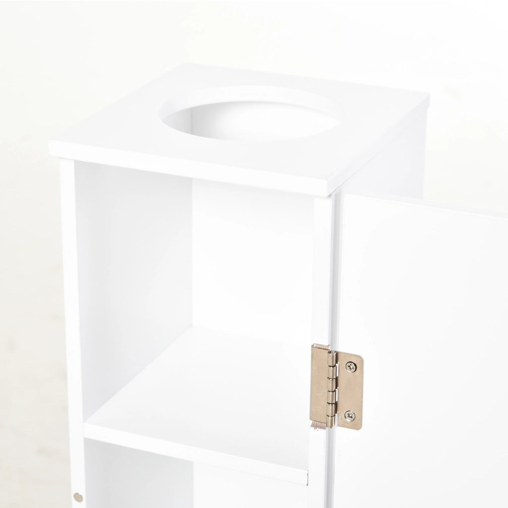 Mobile Bagno Stretto con Portarotolo e Ripiano ¨C Zephmum ¨C 19,5x19,5x65 cm Bianco