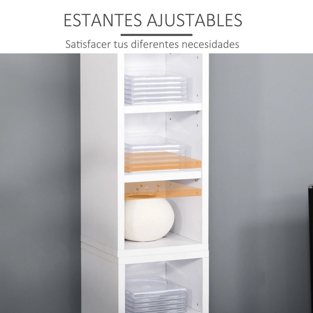 Libreria per CD DVD con 12 Scomparti Aggiustabile ¨C Zephmum ¨C Bianco 88x22x21 cm