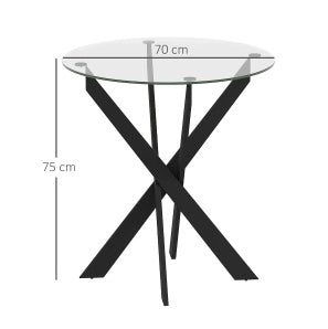 Tavolo da pranzo ?70 x 75H cm in vetro temperato; stabile; nero
