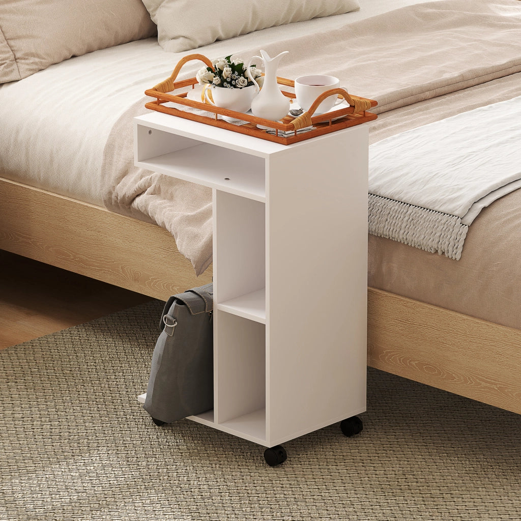 Tavolino servitore con rotelle ¨C Xylo ¨C 3 ripiani, 40x30x69 cm, bianco
