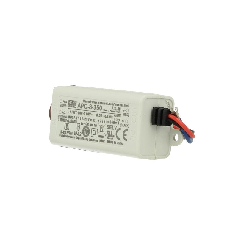 Led Driver CC MW MEAN WELL Serie APC Trasformatore Corrente Costante IP42 (350mA 11V-23VDC 8W)