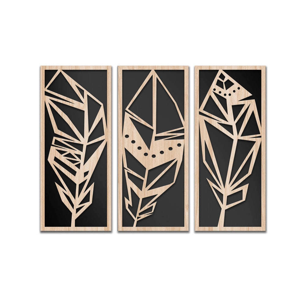 PIUME 100x70 cm - Quadro arredo LASERCUT composito Legno e PVC Misura: 100x70 cm