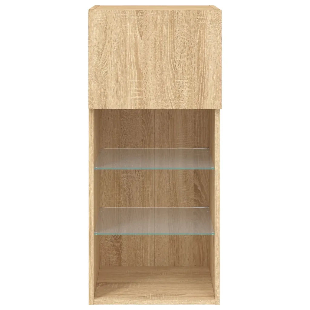 Mobili TV con Luci LED 2pz | Armadietto TV | Mobile Porta TV Rovere Sonoma 40,5x30x90 cm