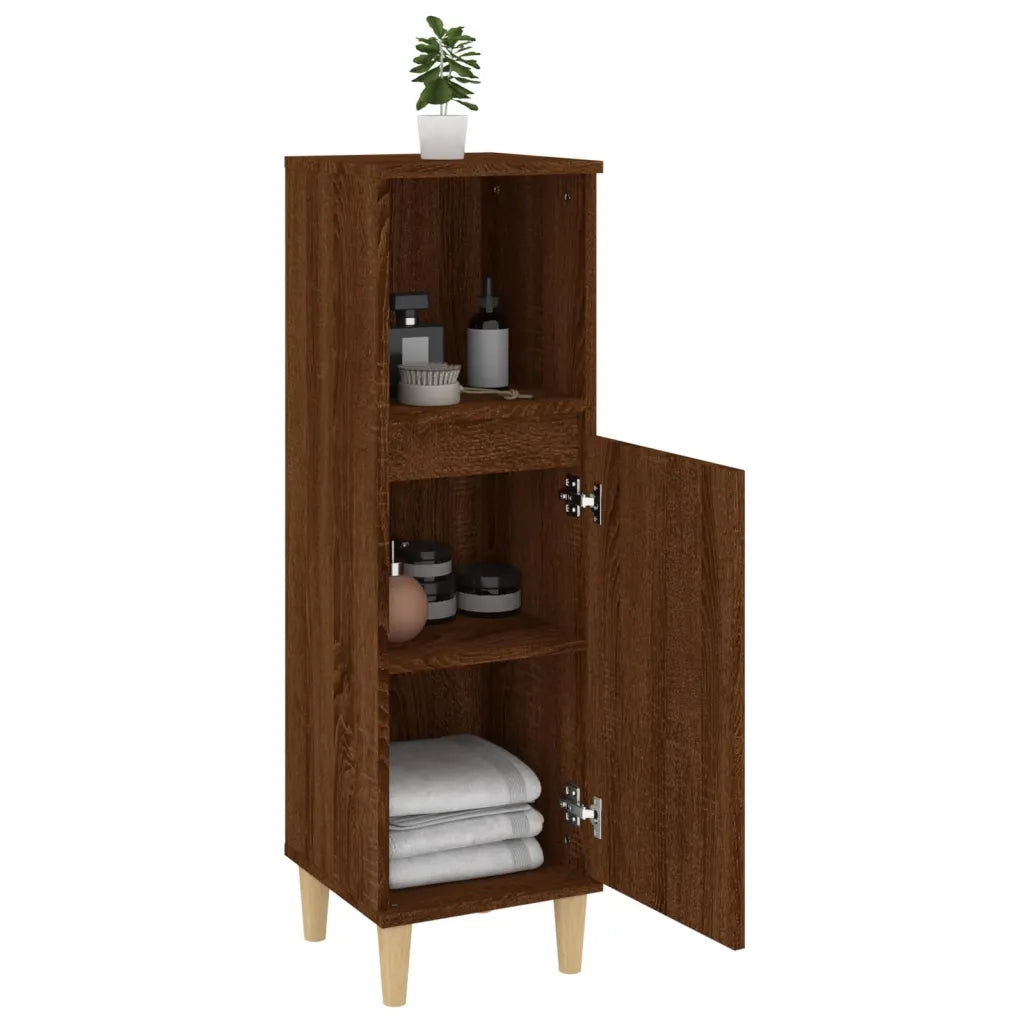 Armadietto Bagno Rovere Marrone 30x30x100 cm Legno Multistrato 819811