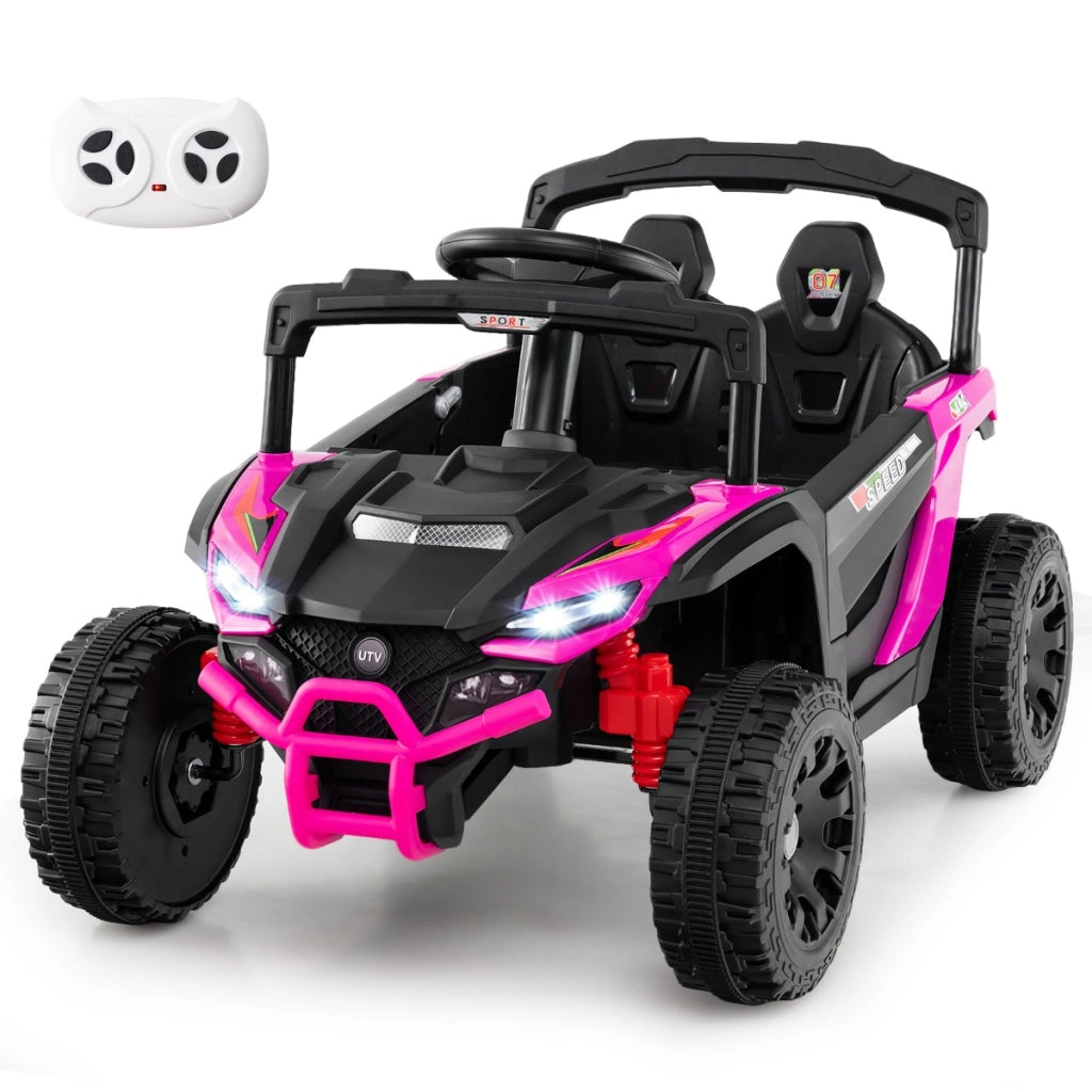 Auto elettrica 12V per bambini 3 velocit¨¤ luci LED clacson e sospensioni a molla, UTV fuoristrada con telecomando Rosso-Macchinine giocattoli