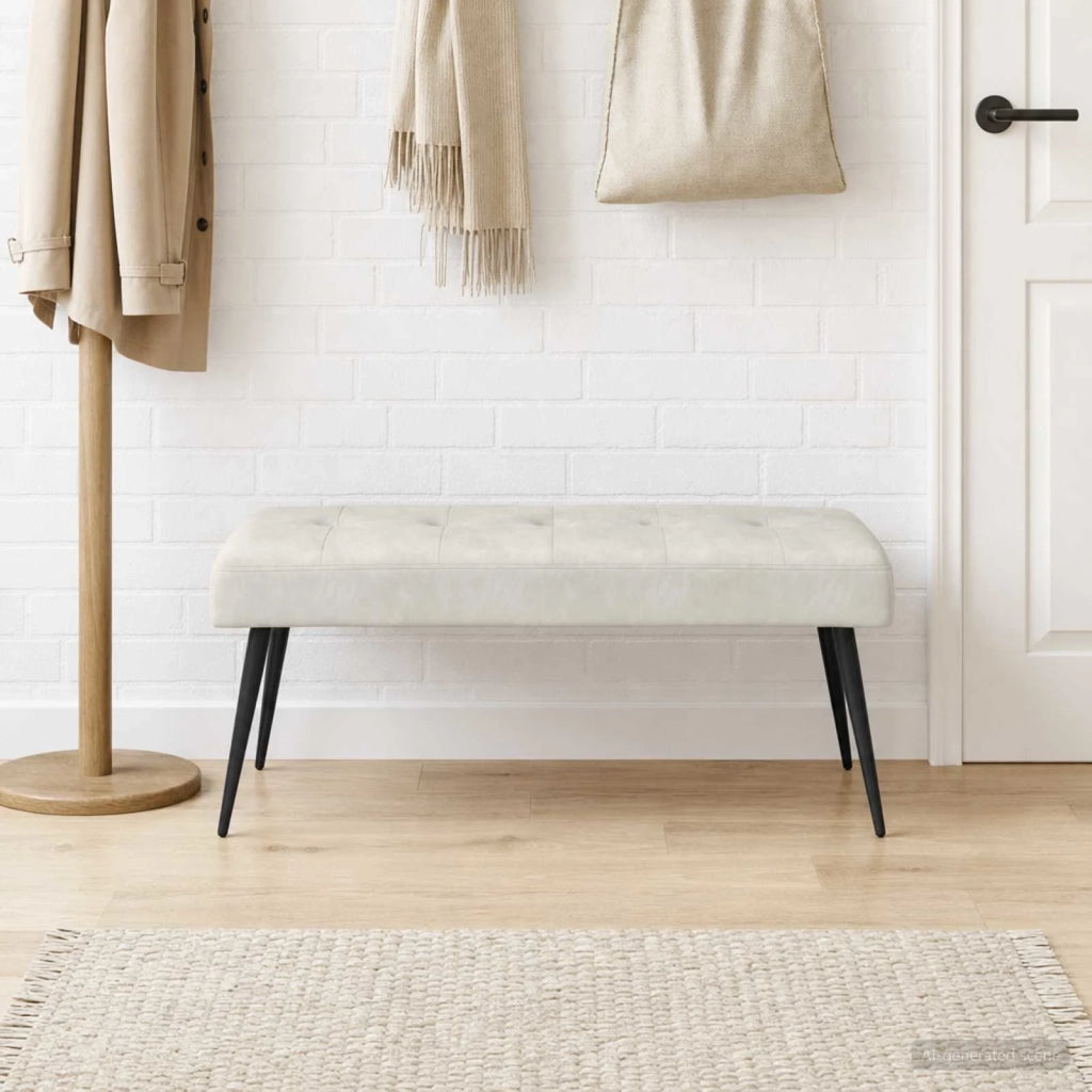 Panchina con bottoni imbottiti Crema 110 x 40 x 46 cm Velluto 42038537