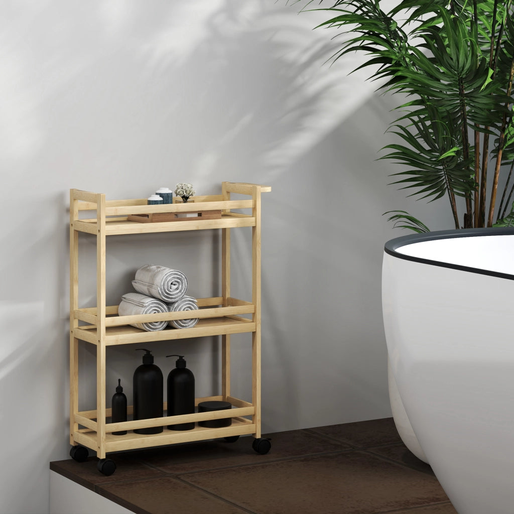 Carrello Portaoggetti per Bagno a 3 Livelli in Bamb¨´ ¨C zephmum ¨C 55x20x75 cm