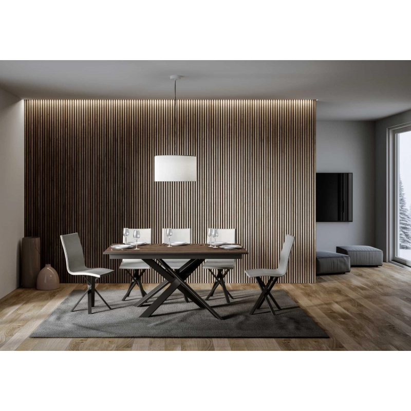 Tavolo allungabile 90x160/220 cm Ganty - bordo Antracite telaio Antracite - Noce
