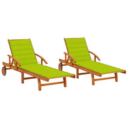 Sdraio 2 pz con Cuscini in Legno Massello di Acacia cod mxl 25372