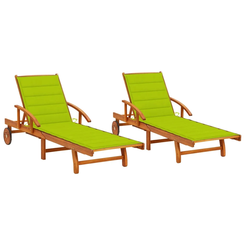 Sdraio 2 pz con Cuscini in Legno Massello di Acacia cod mxl 25372