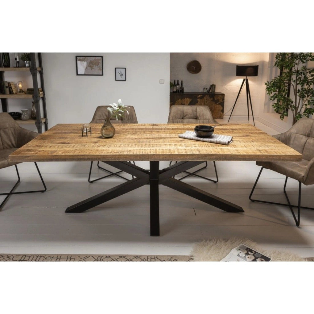 Tavolo da pranzo SOLARA 180 cm – Piano in legno massello di mango e metallo nero