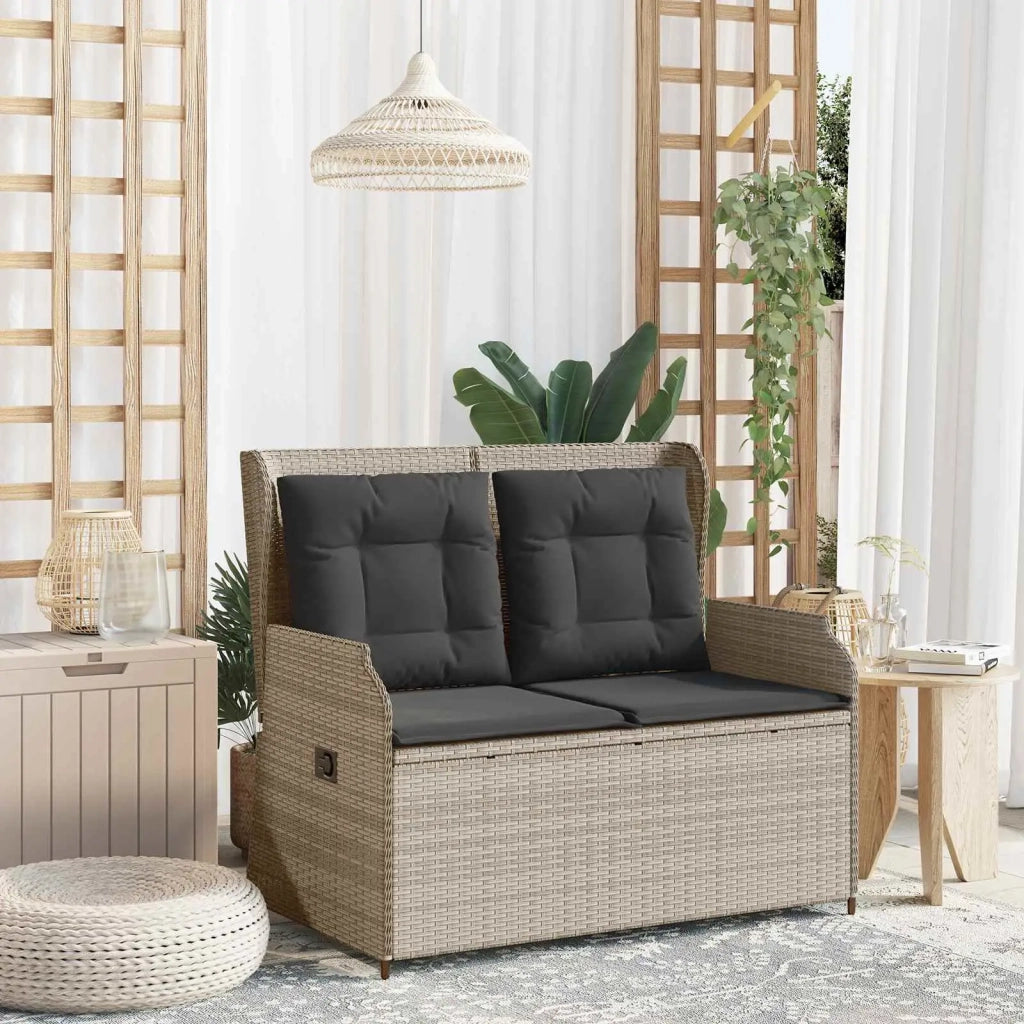 Panchina da giardino Grigio chiaro polyrattan