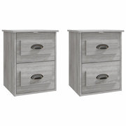 Set di 2 Comodini | Armadio da Notte | Mobiletto da notte a Parete Grigio Sonoma 41,5x36x53 cm