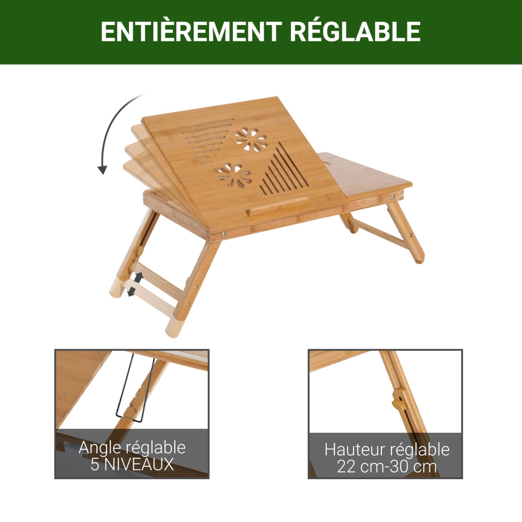 Tavolo da letto regolabile in legno di bamb¨´ inclinabile ¨C zephmum ¨C naturale