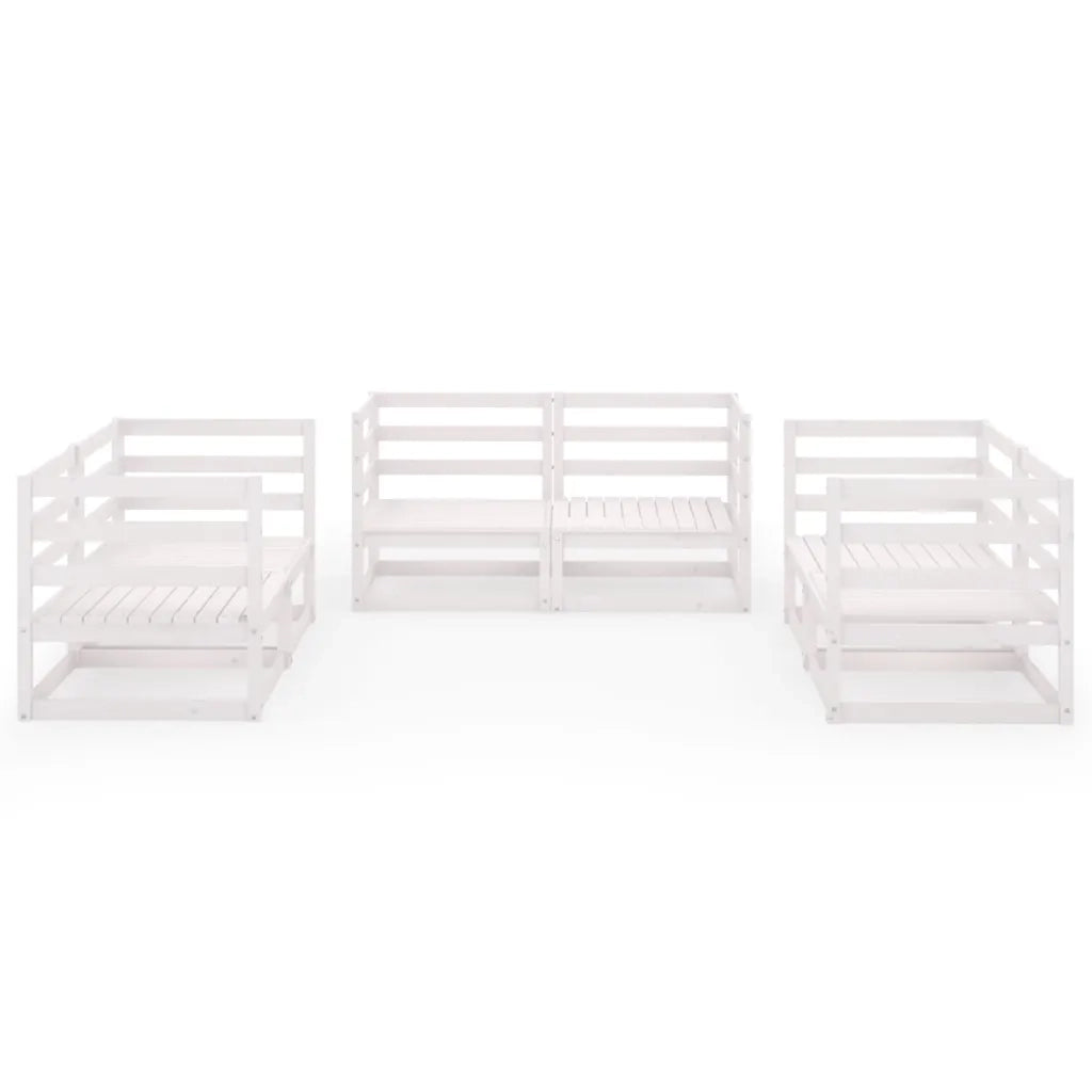 Set Divani da Giardino 6 pz Bianco in Legno Massello di Pino 3075440