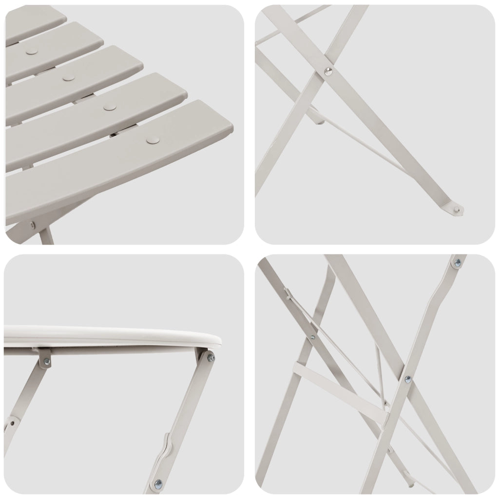 Set Bistro Pieghevole 3 Pezzi Beige in Acciaio di
