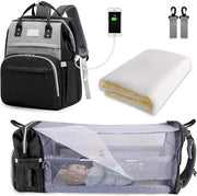 Borsa da viaggio con grande capacità, borsa da viaggio portatile con letto pieghevole, borsa da viaggio per bambini (Nero Grigio)
