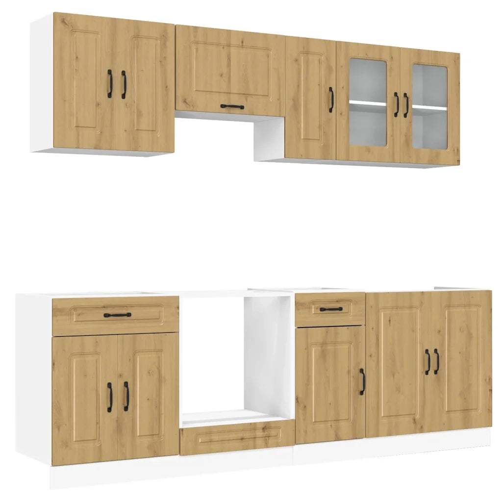 Set Mobili da Cucina 8 pz Kalmar Rovere Artigianale Truciolato 3314830