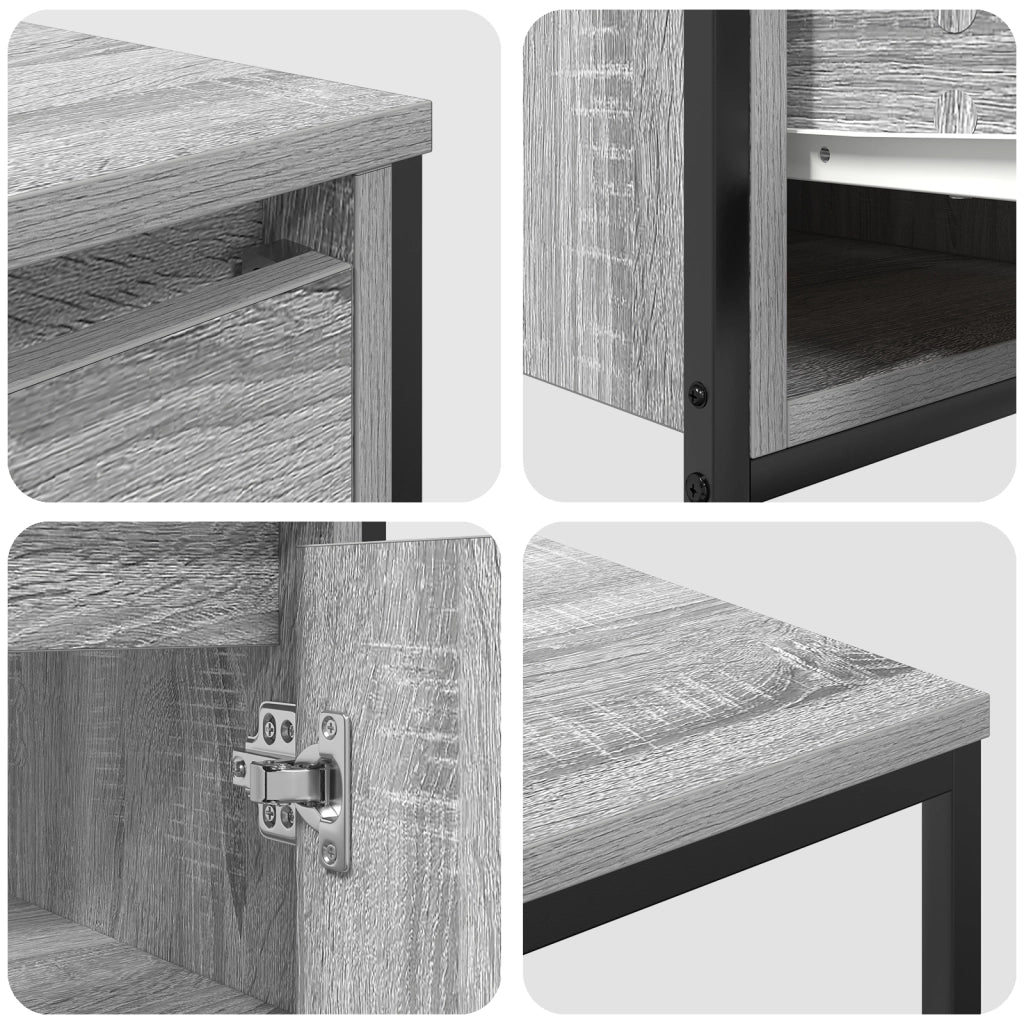 Set di mobili da bagno in legno ingegnerizzato grigio sonoma