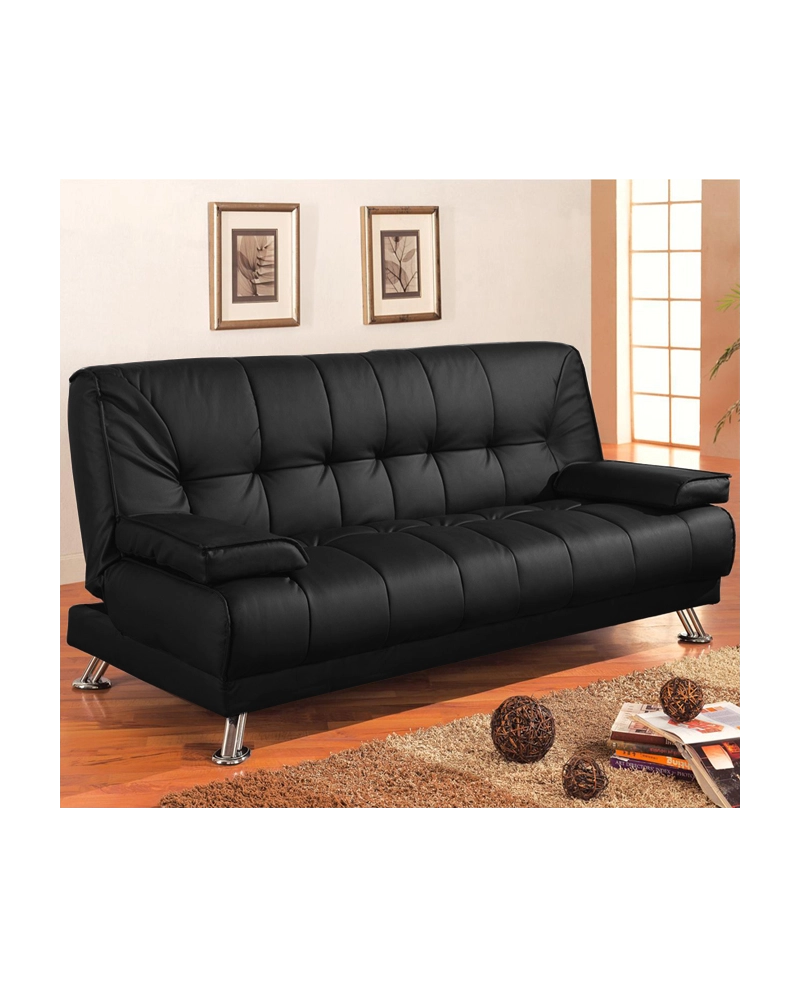 Divano letto tre posti, reclinabile, ecopelle nero Sicorage 187cm Crucy