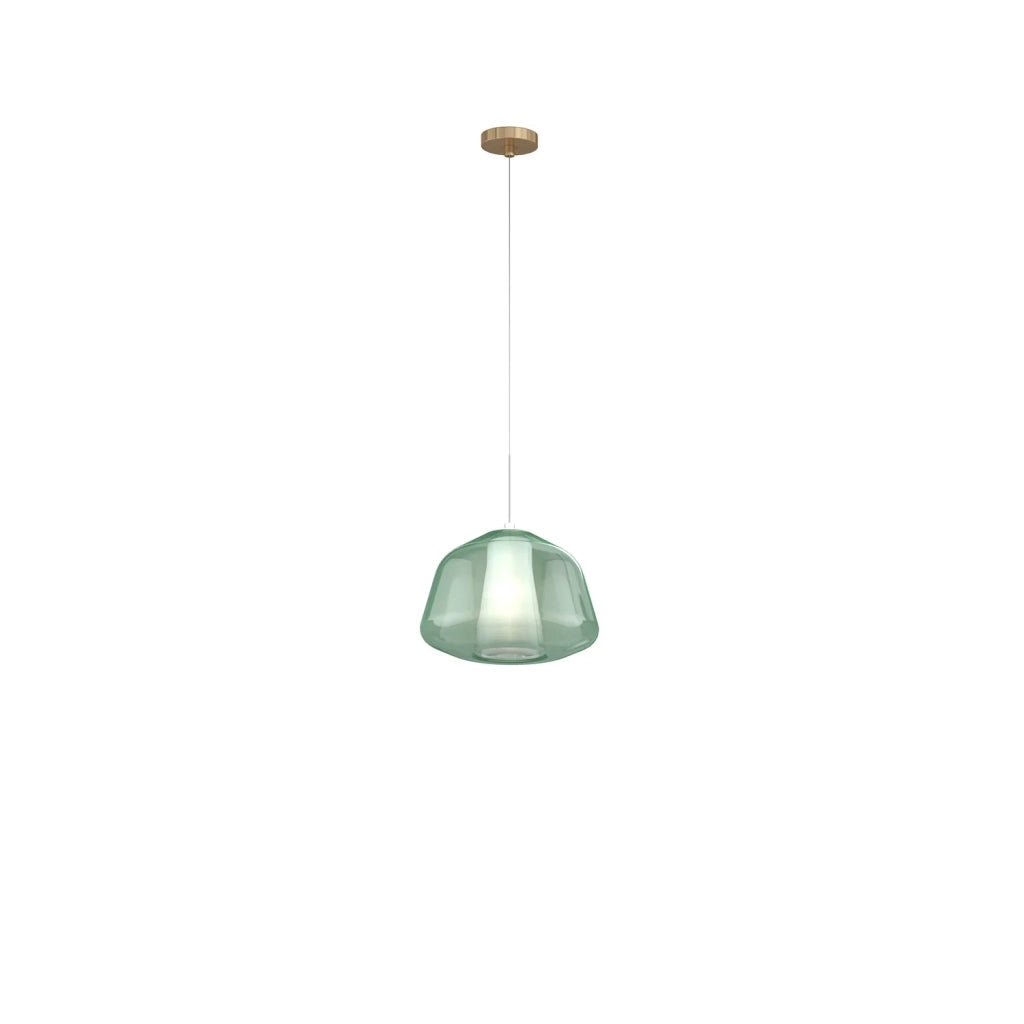 Sospensione Contemporaneo Double Skin Metallo Ottone Vetro Verde 1 Luce E27
