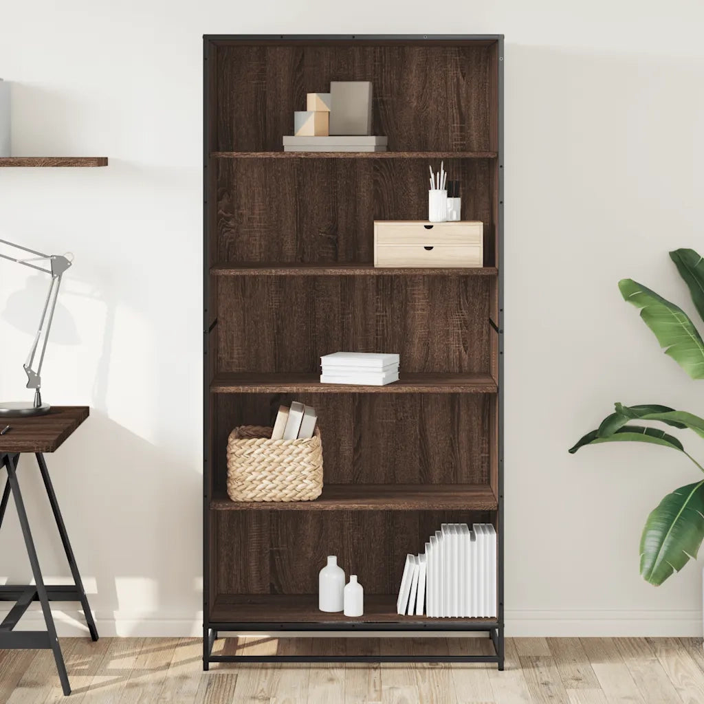 Libreria-Scaffale per Libri-Mobile di Stoccaggio Rovere Marrone 80,5x35x170,5 cm in Truciolato