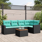 Set Divani da Giardino 6 pz con Cuscini Nero in Polyrattan