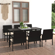 Set da Pranzo da Giardino 7 pz in Polyrattan Nero 3065709