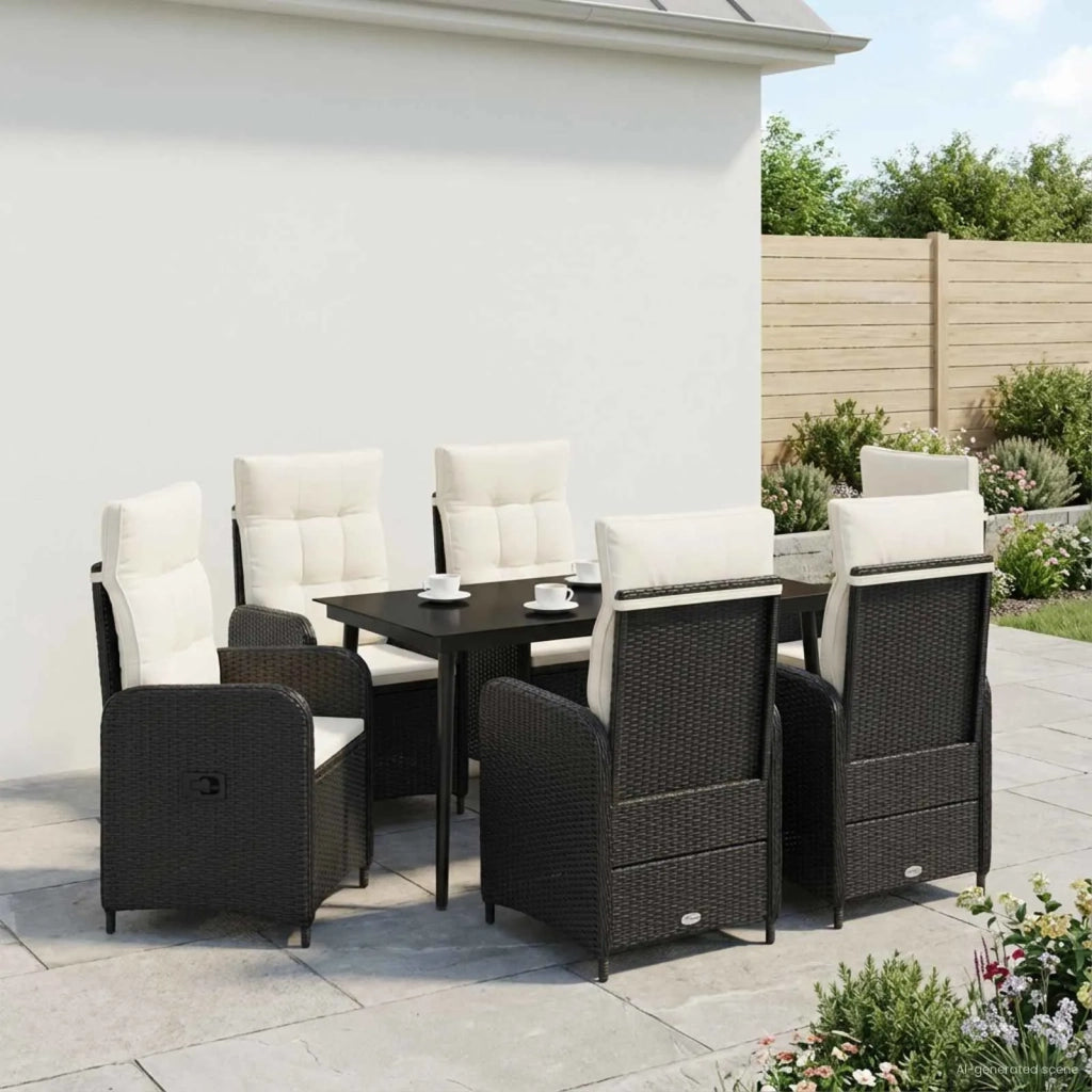 Set Tavolo da Salotto con cuscino 7 pcs Nero e Bianco Crema 3422457