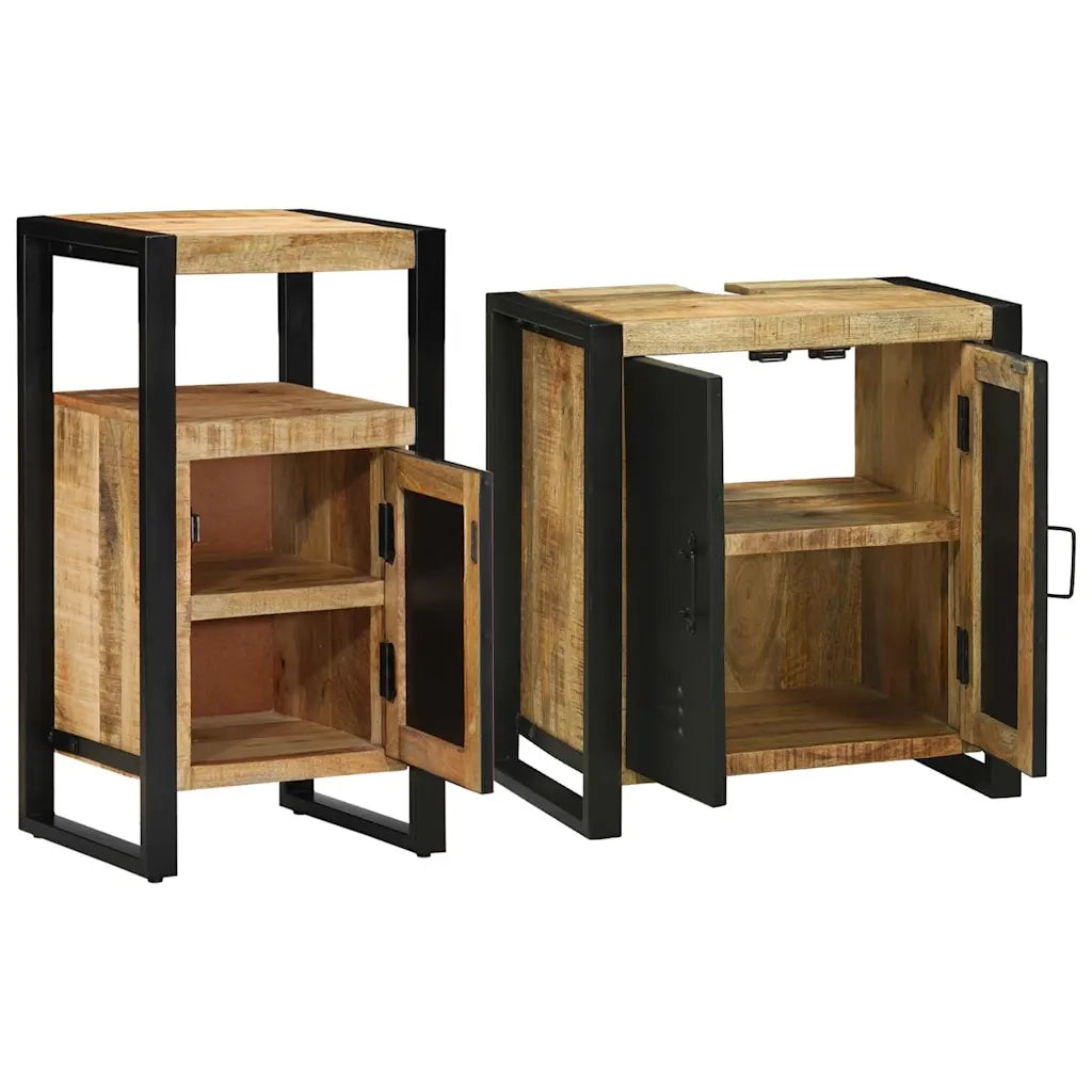 vidaXL Set di mobili per il bagno 2 pcs Legno di mango solido e grezzo