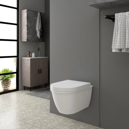 Cassettiera WC con chiusura automatica, plastica, fissaggio rapido, sospensione morbida, scharniere antibatterico