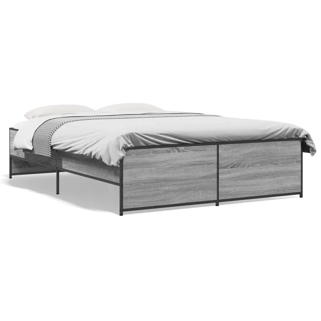 Giroletto-Struttura Letto Grigio Sonoma 135x190 cm in Legno Multistrato Metallo 535165