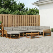 Set di divani da esterno 8 pcs Naturale e Grigio Chiaro