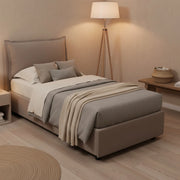 Azzurrino, Letto Singolo Sfoderabile Made in Italy, Grigio Tortora