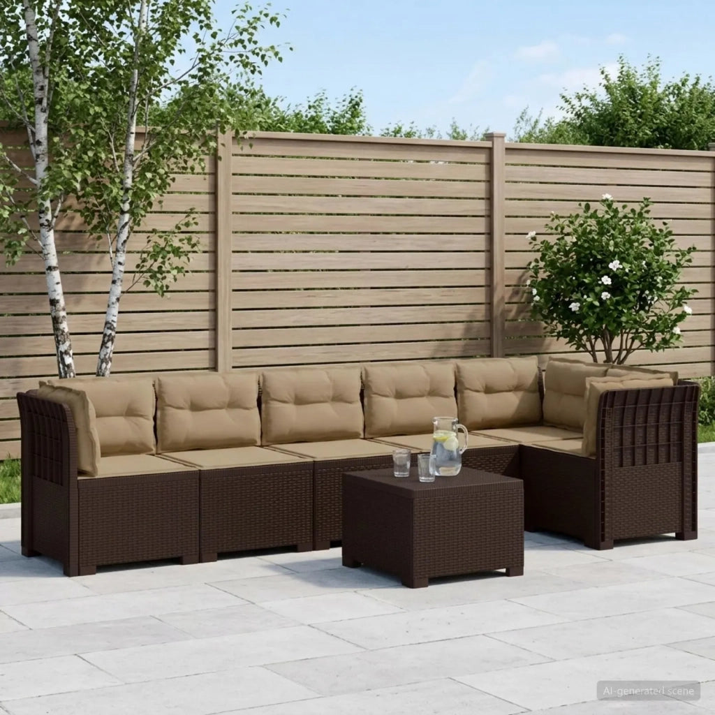 Divano da Giardino 6 Posti con Cuscini Aspetto Rattan PP 3444128