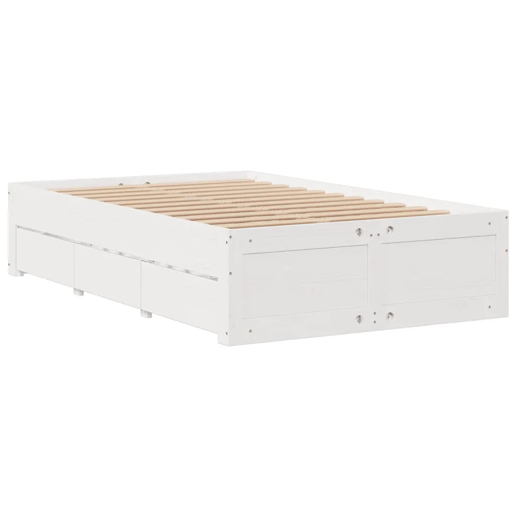 vidaXL Giroletto senza Materasso con Cassetti Bianco 135x190 cm Pino