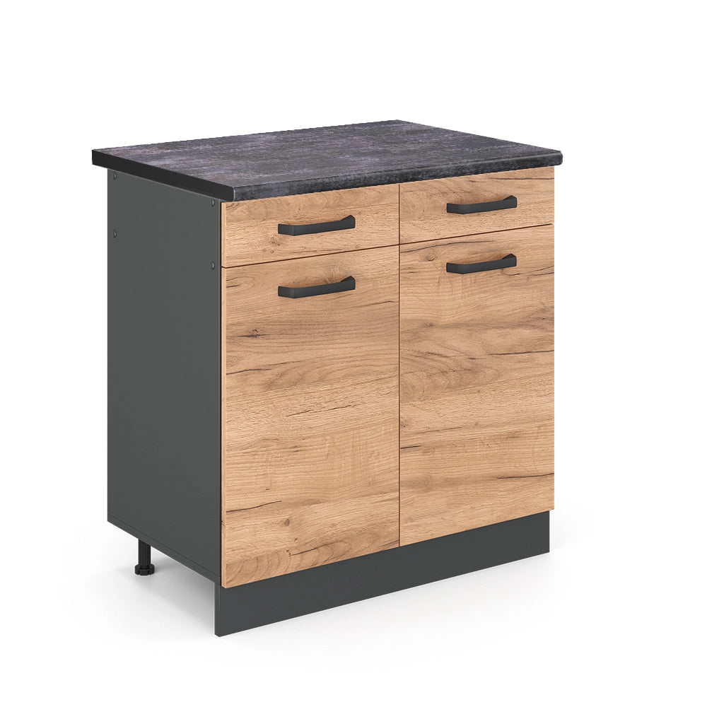 Vicco Mobiletto base per cucina Quercia dorata 80 cm , PL Antracite