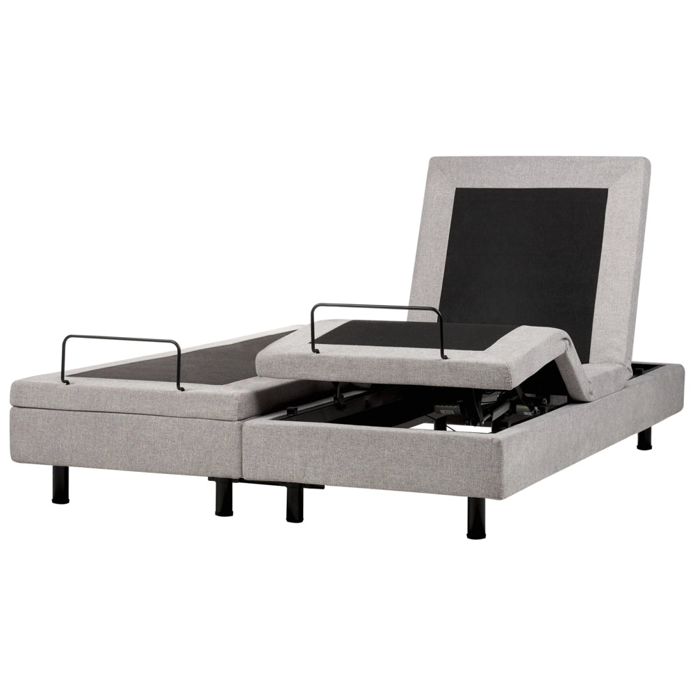 Letto elettrico matrimoniale tessuto grigio chiaro regolabile con telecomando senza testiera 160x200 cm stile moderno