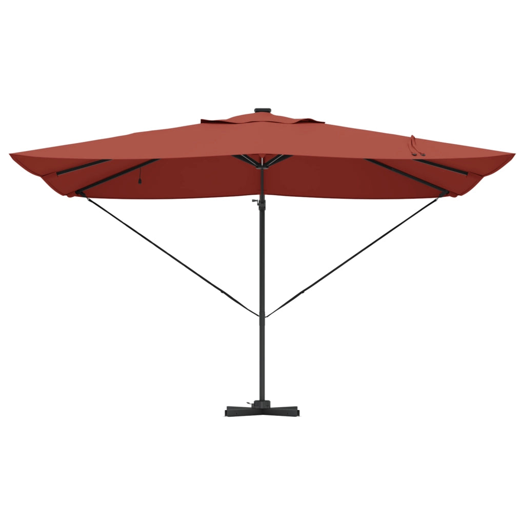 Ombrello a Sbalzo Roma con LED Terracotta 352x251x265 cm Alluminio