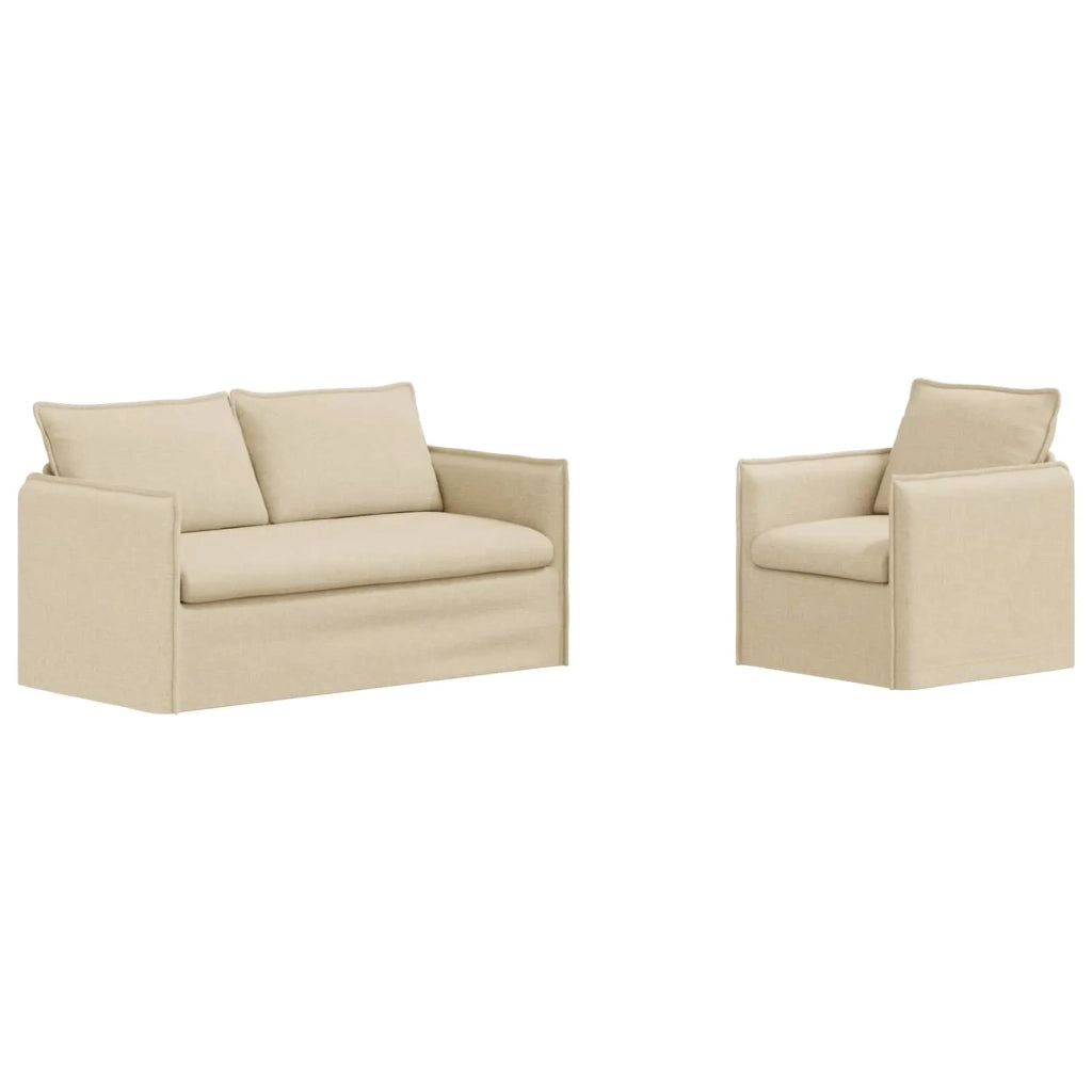 Divano 2 pcs Crema 196 x 82 x 85 cm Tessuto
