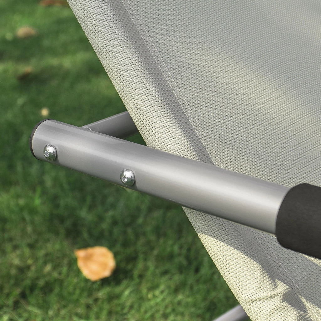 SoBuy Lettino Sdraio da Giardino a Dondolo - Sedia a Dondolo da Esterno in Textilene Beige con Telaio in Metallo, 150x63x87cm, Lettino Prendisole per Terrazza, Piscina, Patio, OGS28-MI