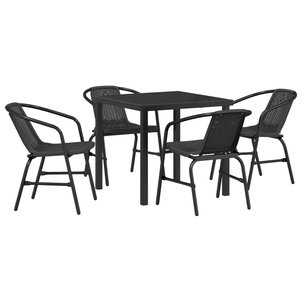 Set da Pranzo Giardino 5 Pezzi vitaXL Nero Rattan Polimerico