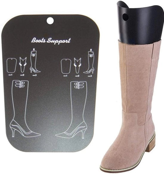 Sistema per Curare le Scarpe per Donne | 2 Paia | Plastica Nera | Forma per Stivali | Inserti per Scarpe | Forma per Stivali Lunghi e Corti | Forma per Stivali con Altezza al Ginocchio e Alta | Supporto per Scarpe e Appeso | Accessori per Donna