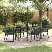 Set da Pranzo da Giardino 5 Pezzi Nero Polirattan