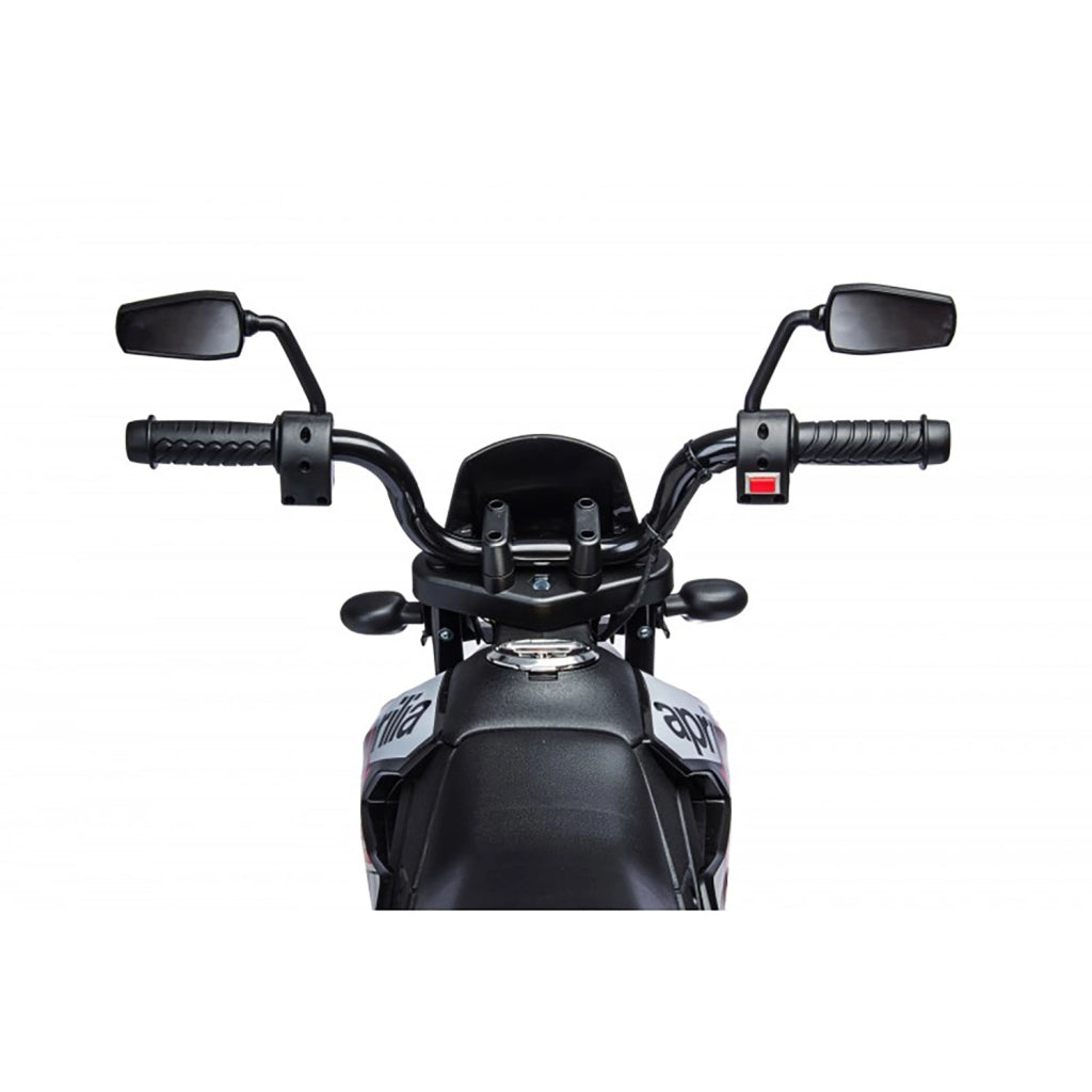 Moto Elettrica per Bambini Aprilia RX-125 Small 12V Cross Sedili In Pelle Luci Led Bluetooth Sospensioni a Molla Rosso