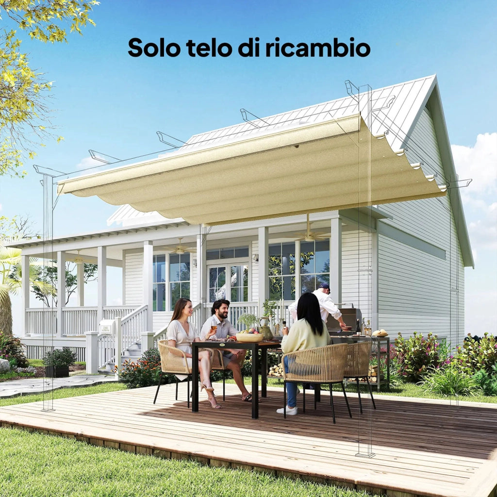 Telo per Pergola 250x255 cm con 10 Fori di Drenaggio in Poliestere  Crema