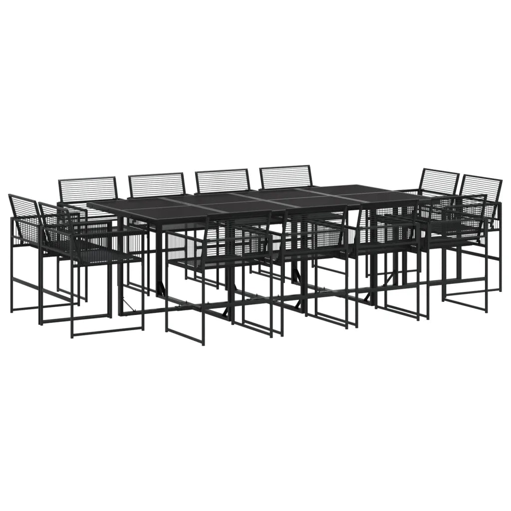 Set da Pranzo da Giardino 13pz Nero in Polyrattan 3295040