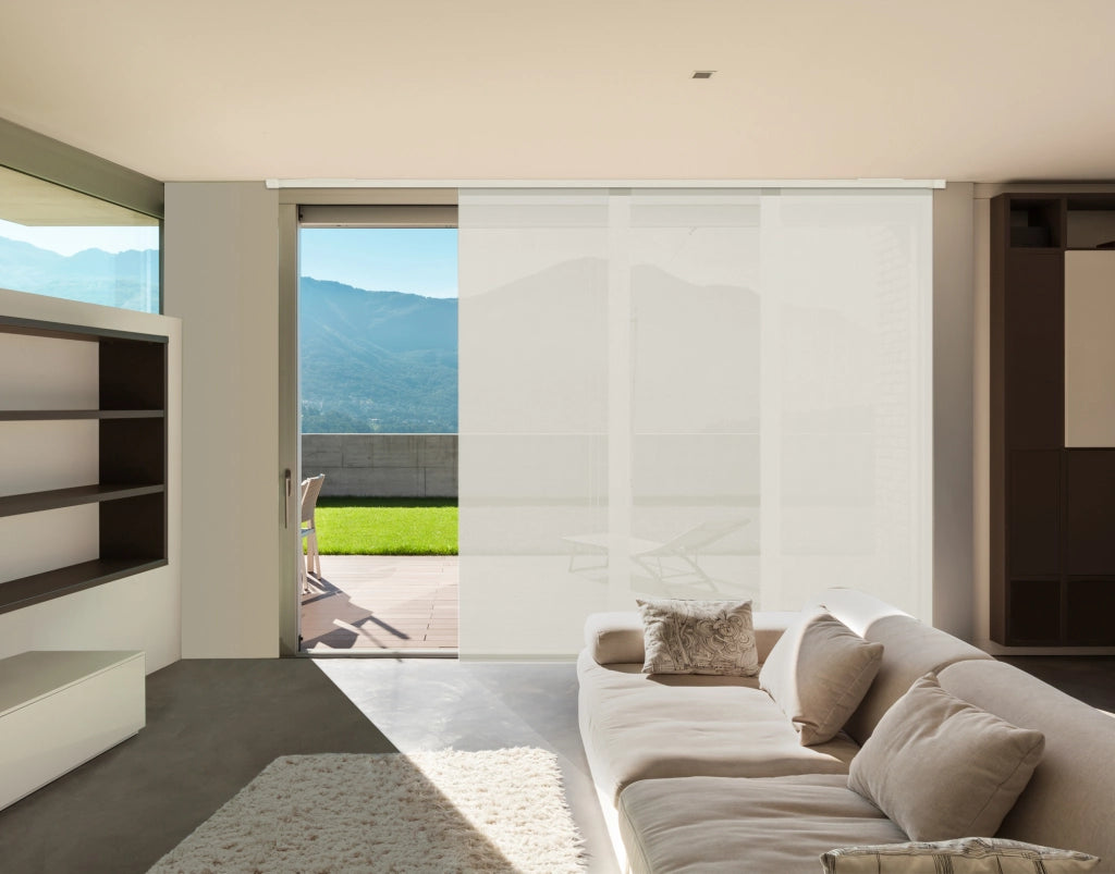 VIEWTEX Kit di pannelli giapponese (binario e pannelli) Screen - Grado di apertura 10% - Bianco 144 cm - Made in Europe - 5 anni di garanzia