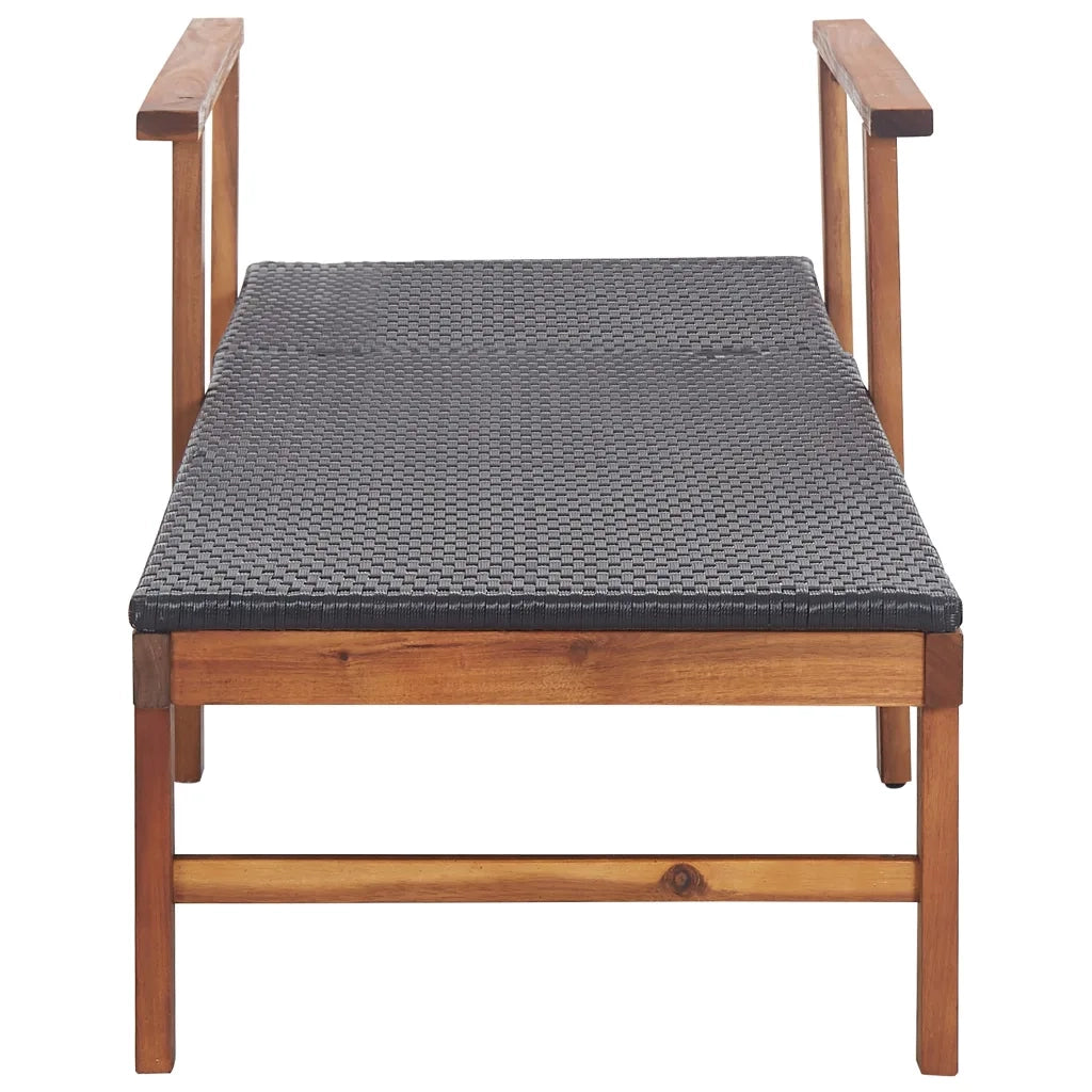 Lettino Prendisole | Sdraio da giardino | Lettino da sole Polyrattan e Legno Massello di Acacia Nero